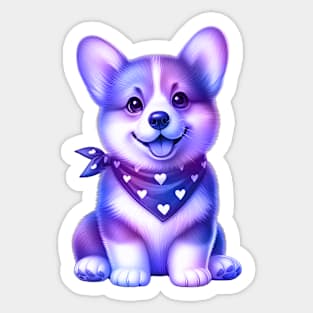 Blue Purple Corgi Sticker